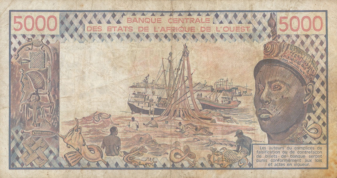 Back of West African States p708Kb: 5000 Francs from 1979