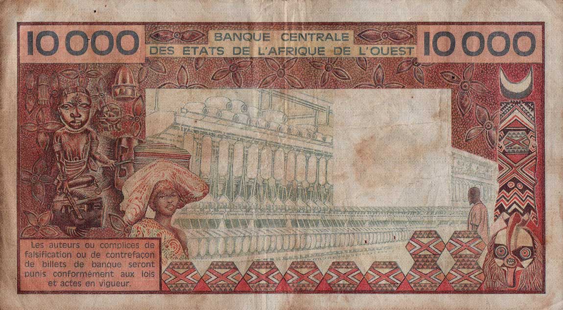 Back of West African States p709Ka: 10000 Francs from 1977