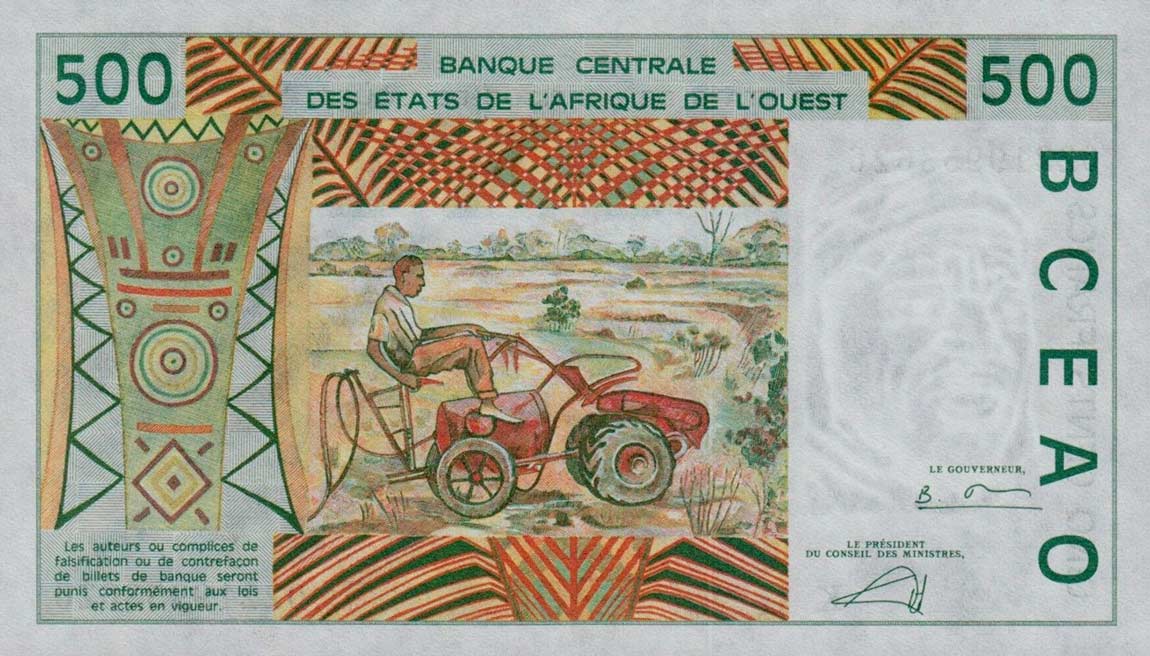 Back of West African States p710Km: 500 Francs from 2002