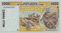 Gallery image for West African States p711Ka: 1000 Francs from 1991