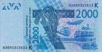 Gallery image for West African States p716Ka: 2000 Francs from 2003