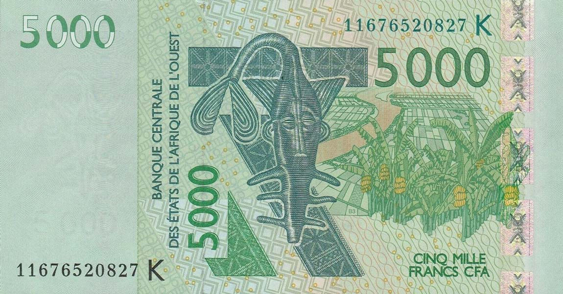 Front of West African States p717Kj: 5000 Francs from 2011