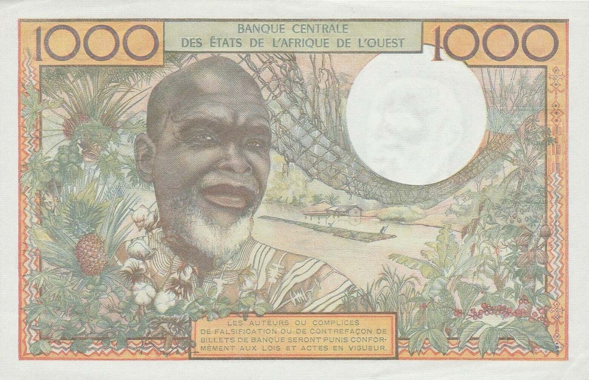 Back of West African States p803To: 1000 Francs from 1959