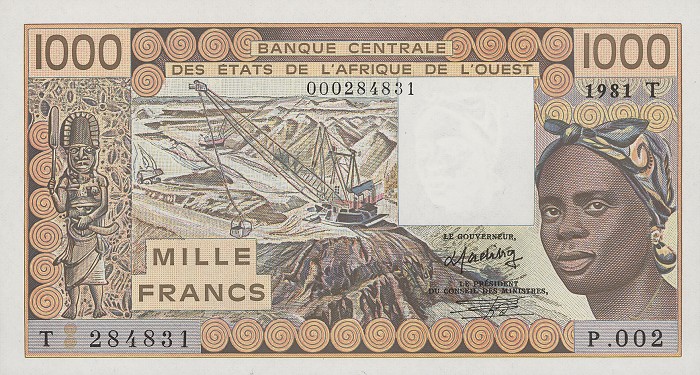 Front of West African States p807Tb: 1000 Francs from 1981