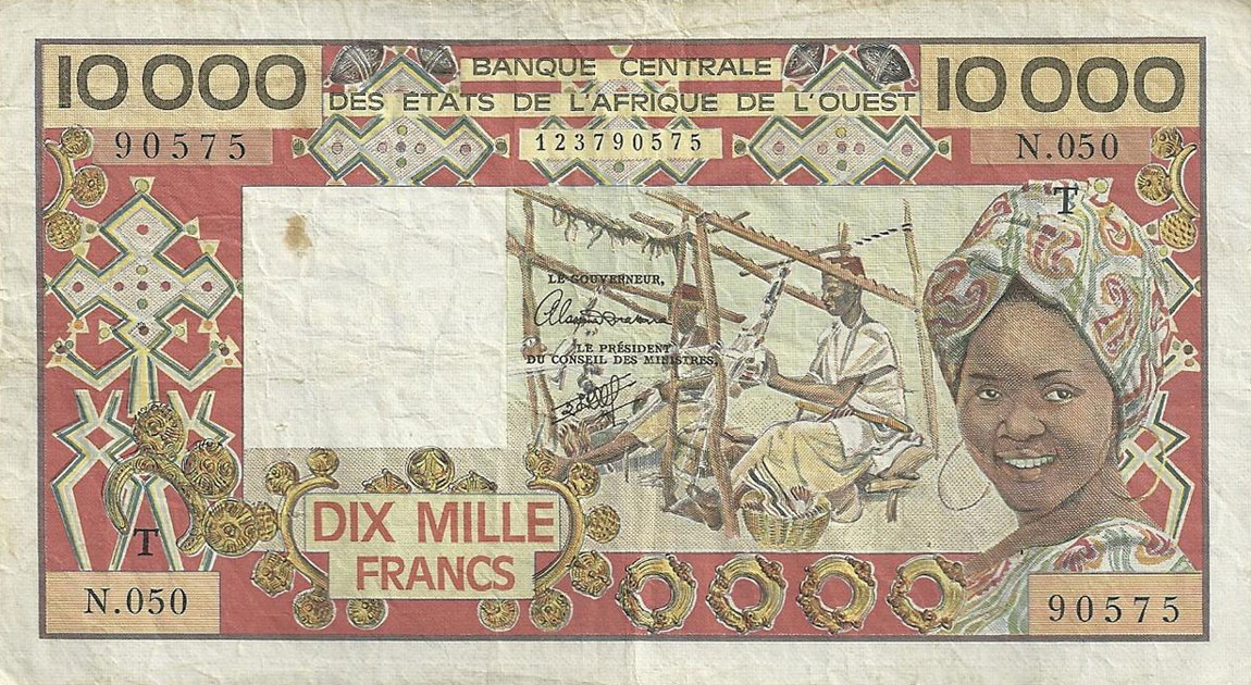 Front of West African States p809Tk: 10000 Francs from 1977