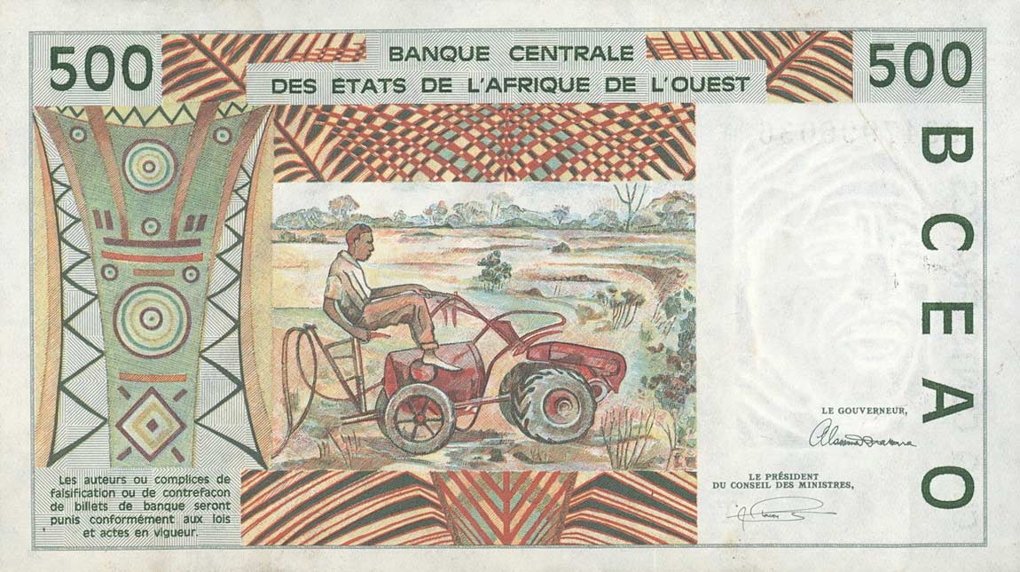 Back of West African States p810Tc: 500 Francs from 1993