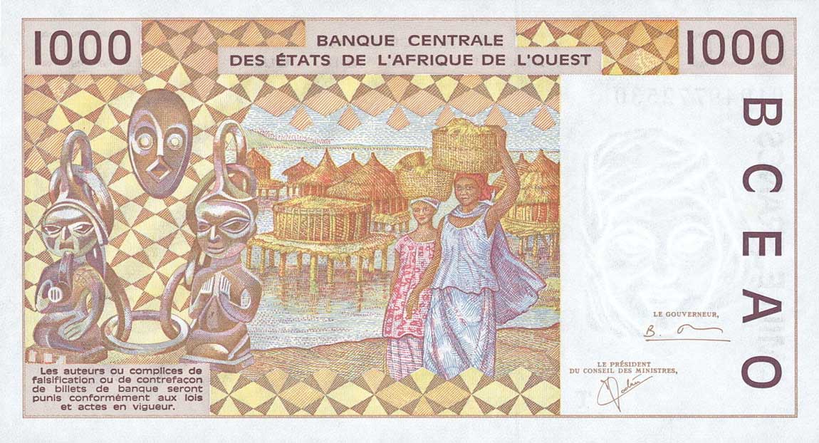 Back of West African States p811Tk: 1000 Francs from 2001