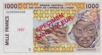 p811Ts from West African States: 1000 Francs from 1991