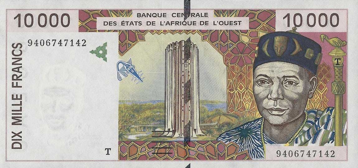 Front of West African States p814Tb: 10000 Francs from 1994