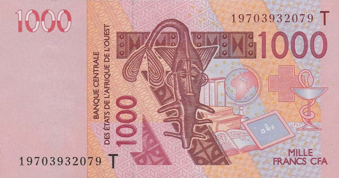 Front of West African States p815Ts: 1000 Francs from 2019