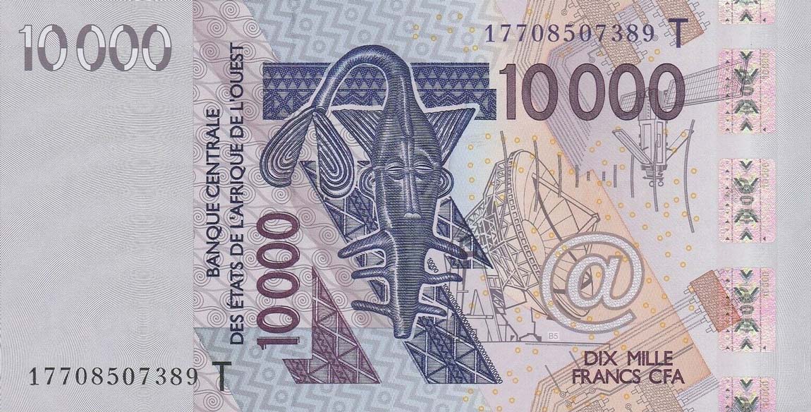 Front of West African States p818Tq: 10000 Francs from 2017