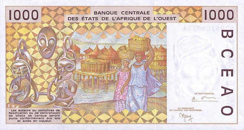 Back of West African States p911Sc: 1000 Francs from 1999