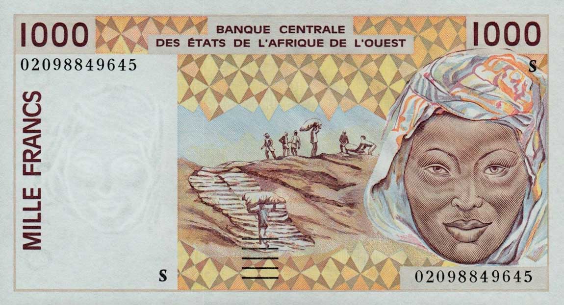 Front of West African States p911Sf: 1000 Francs from 2002