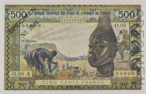 p102As from West African States: 500 Francs from 1959