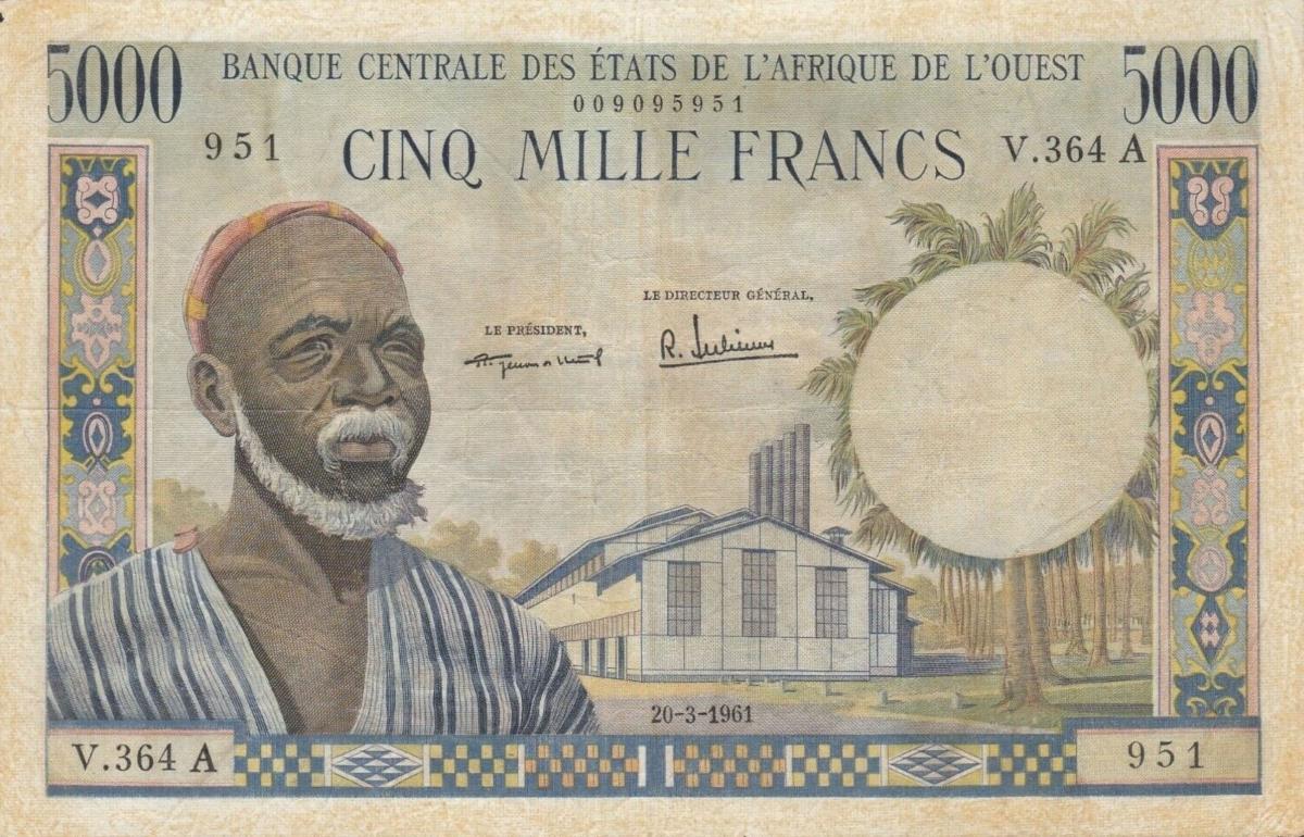 Front of West African States p104Aa: 5000 Francs from 1961