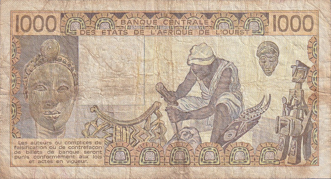 Back of West African States p107Ae: 1000 Francs from 1984
