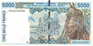 Gallery image for West African States p113Ah: 5000 Francs