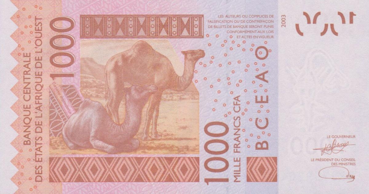 Back of West African States p115Aw: 1000 Francs from 2023