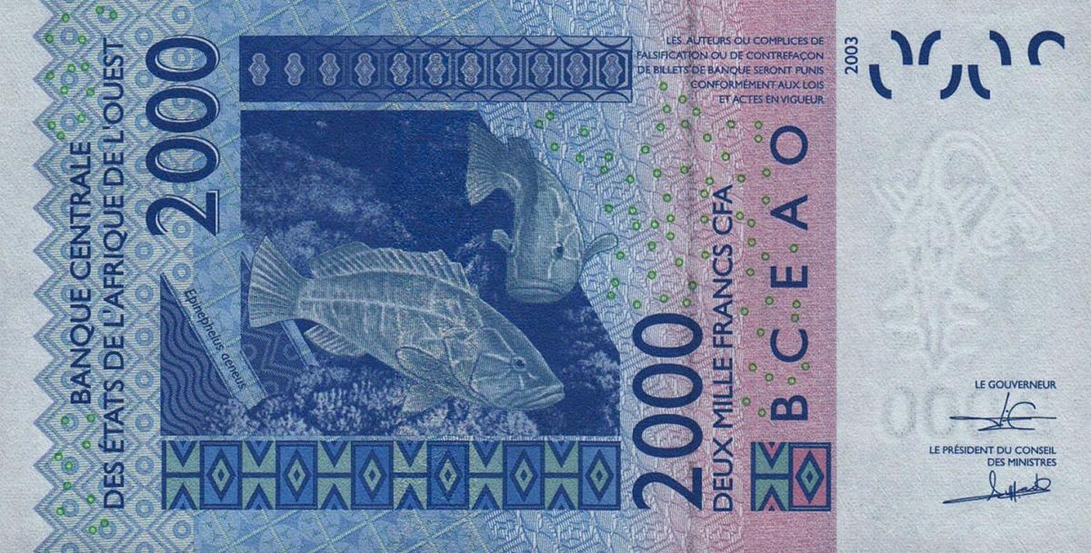 Back of West African States p116Ar: 2000 Francs from 2018