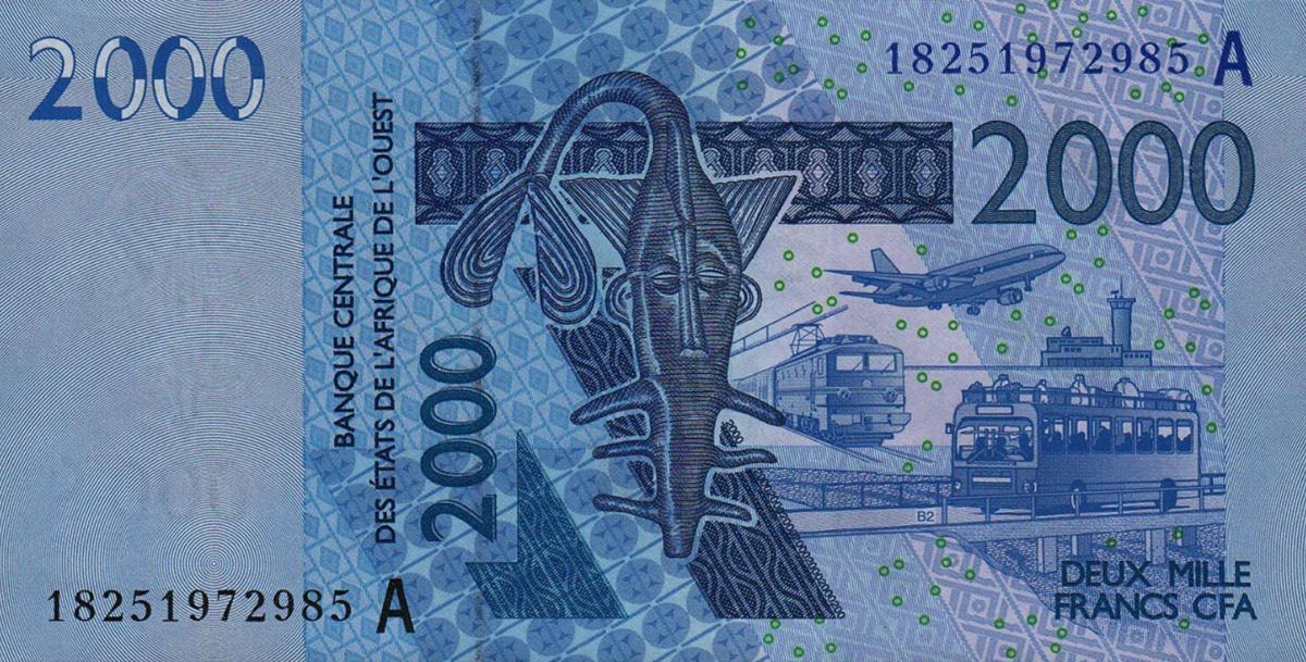 Front of West African States p116Ar: 2000 Francs from 2018