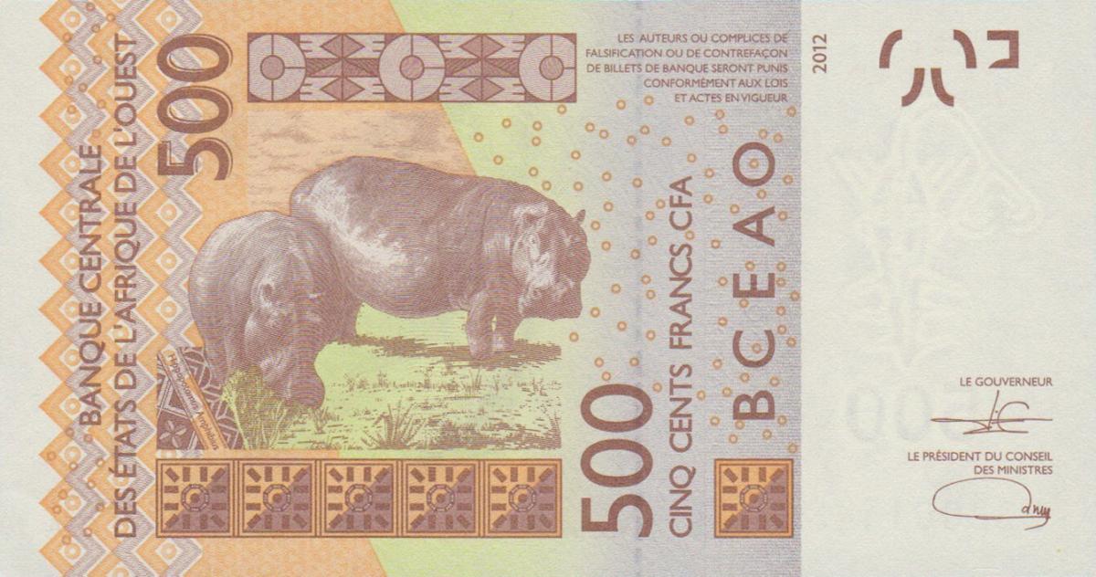 Back of West African States p119Ak: 500 Francs from 2022