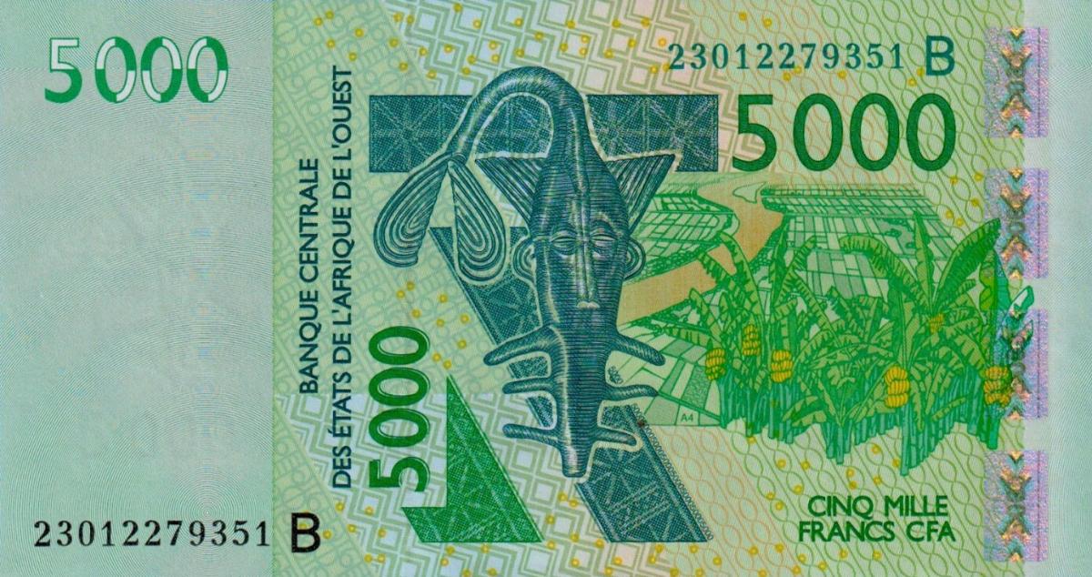 Front of West African States p217Bw: 5000 Francs from 2023