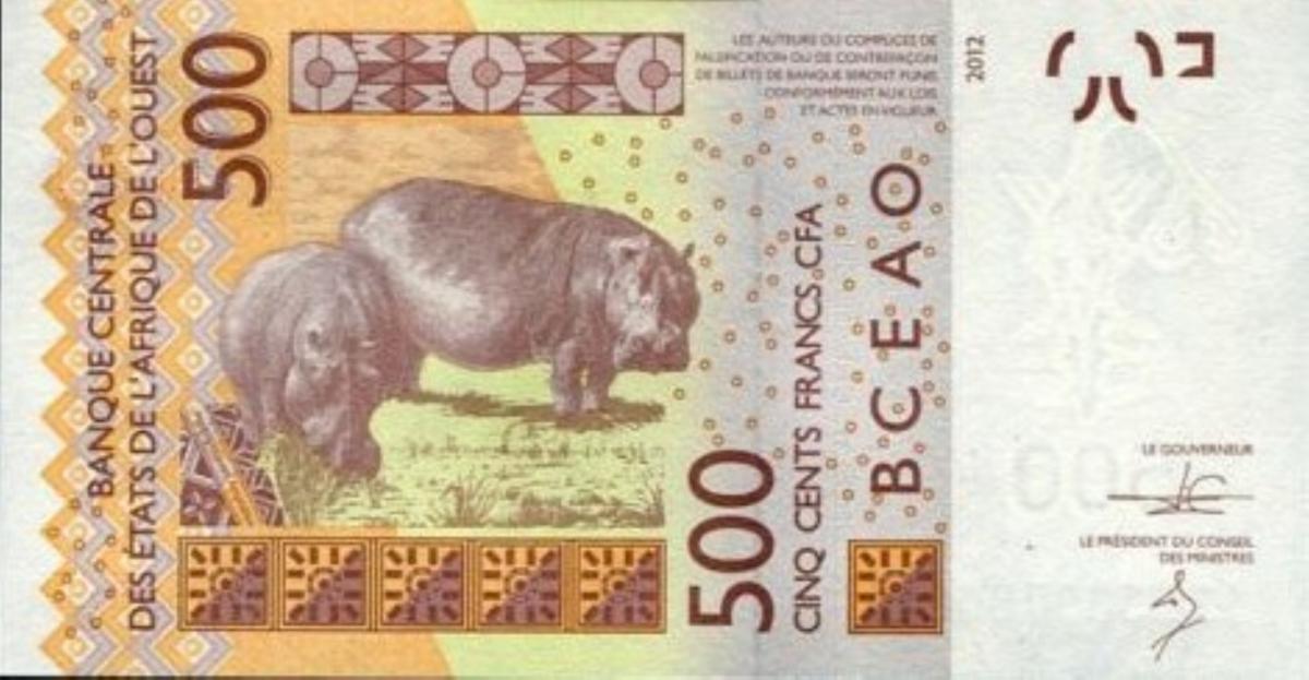 Back of West African States p219Ba: 500 Francs from 2012