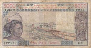 Gallery image for West African States p308Ci: 5000 Francs
