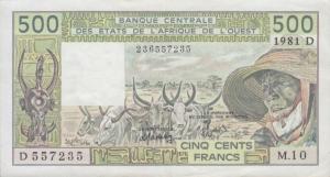 Gallery image for West African States p405Dc: 500 Francs