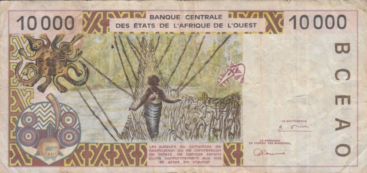 Back of West African States p414De: 10000 Francs from 1997