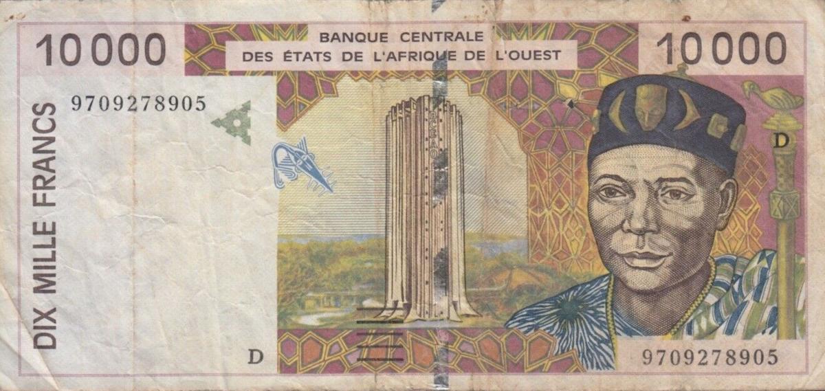 Front of West African States p414De: 10000 Francs from 1997
