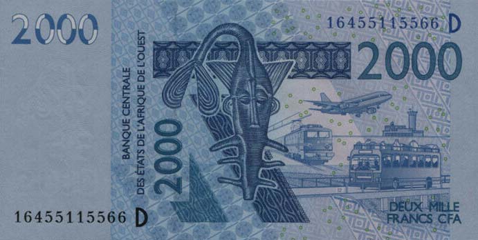 Front of West African States p416Dp: 2000 Francs from 2016