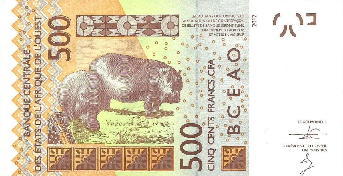 Back of West African States p419Da: 500 Francs from 2012