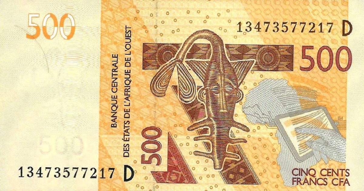 Front of West African States p419Da: 500 Francs from 2012