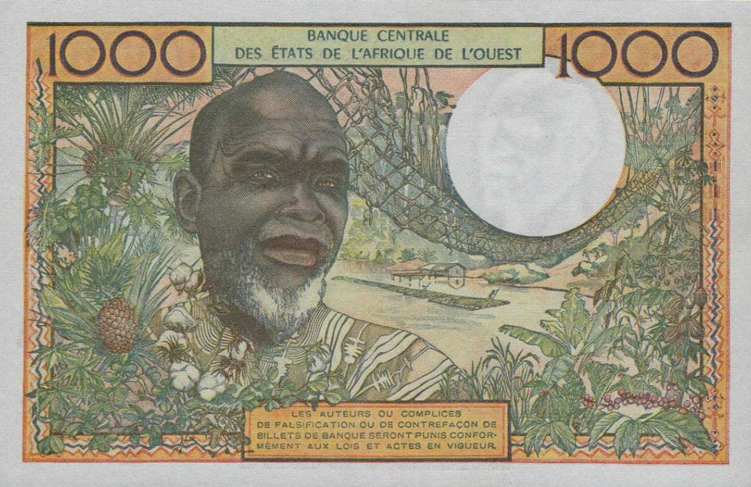 Back of West African States p603Hl: 1000 Francs from 1959
