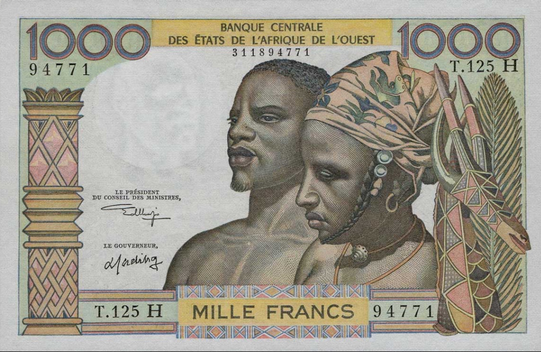 Front of West African States p603Hl: 1000 Francs from 1959