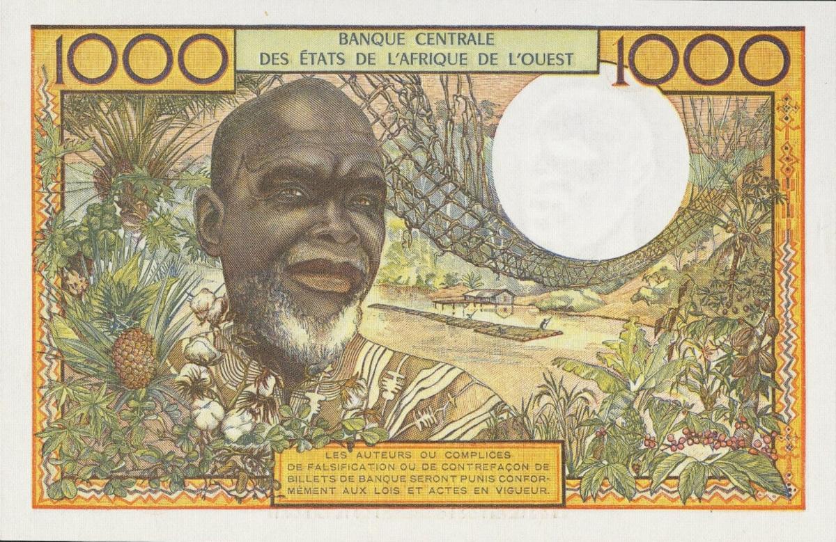 Back of West African States p603Hn: 1000 Francs from 1959