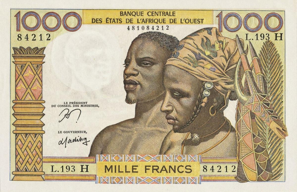 Front of West African States p603Hn: 1000 Francs from 1959