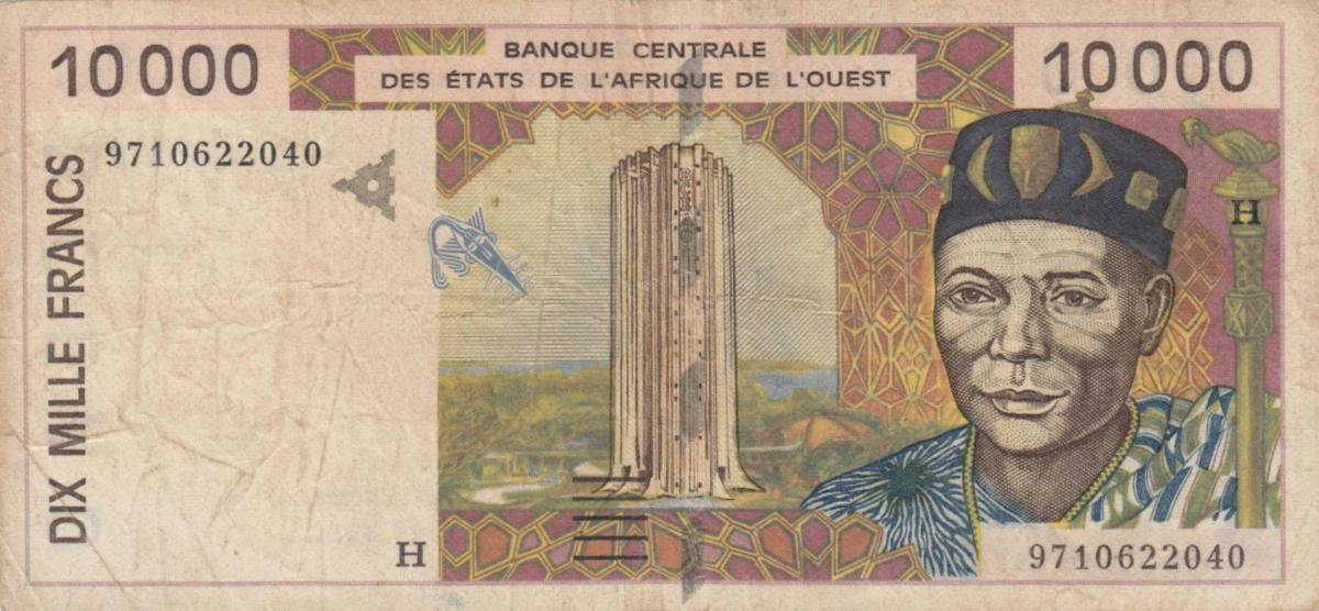 Front of West African States p614He: 10000 Francs from 1997