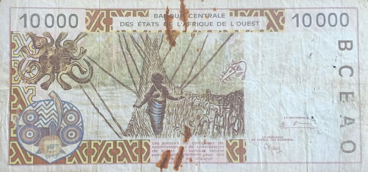 Back of West African States p614Hg: 10000 Francs from 1998