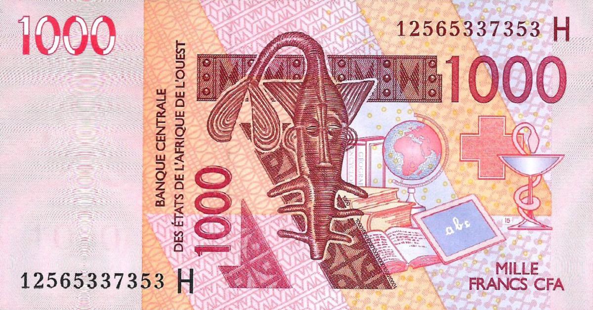 Front of West African States p615Ha: 1000 Francs from 2003