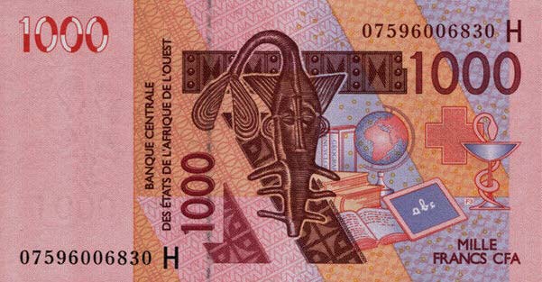 Front of West African States p615Hd: 1000 Francs from 2007