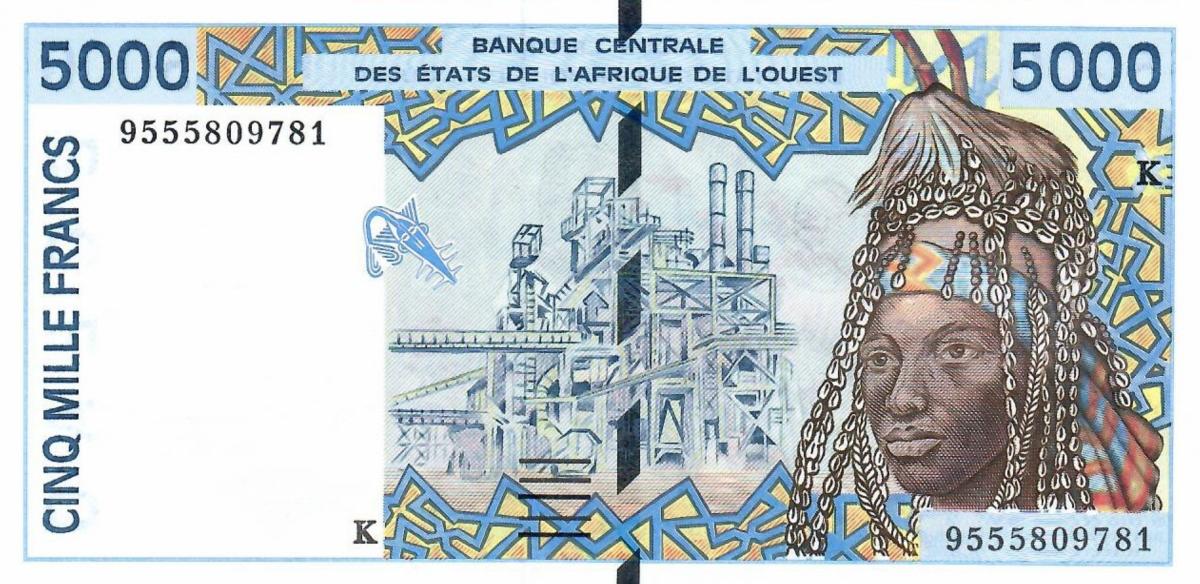 Front of West African States p713Kd: 5000 Francs from 1995