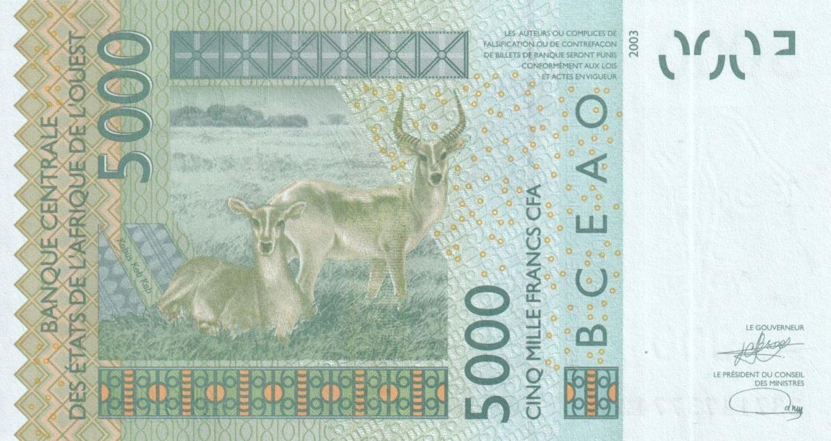 Back of West African States p717Kw: 5000 Francs from 2023
