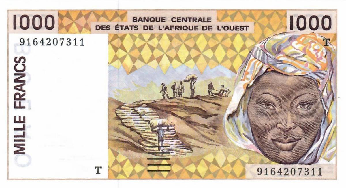 Back of West African States p811Ta: 1000 Francs from 1991