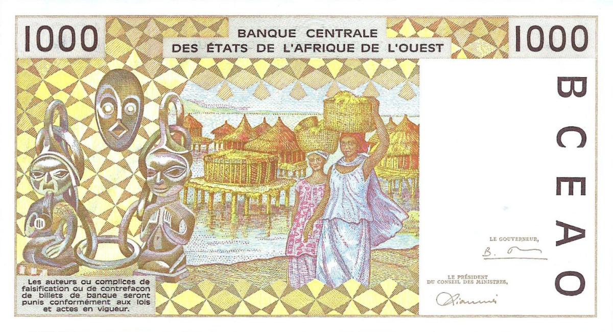 Back of West African States p811Tg: 1000 Francs from 1997