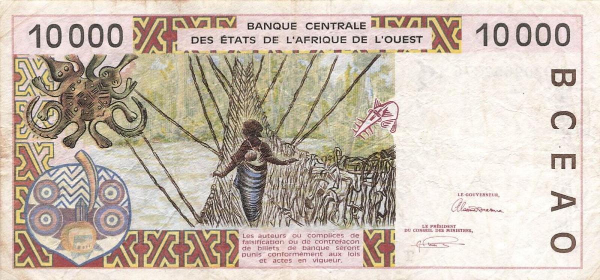 Back of West African States p814Ta: 10000 Francs from 1992