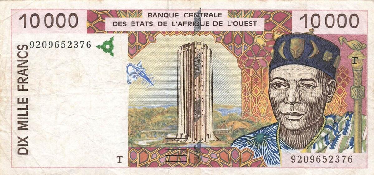 Front of West African States p814Ta: 10000 Francs from 1992