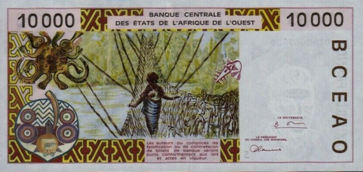Back of West African States p914Sa: 10000 Francs from 1997