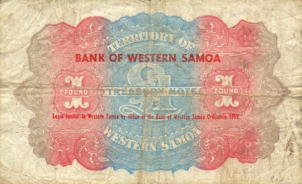 Back of Western Samoa p11a: 1 Pound from 1960